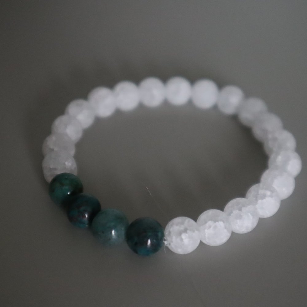 Chrysocolla and Ice Quartz Stretch Bracelet